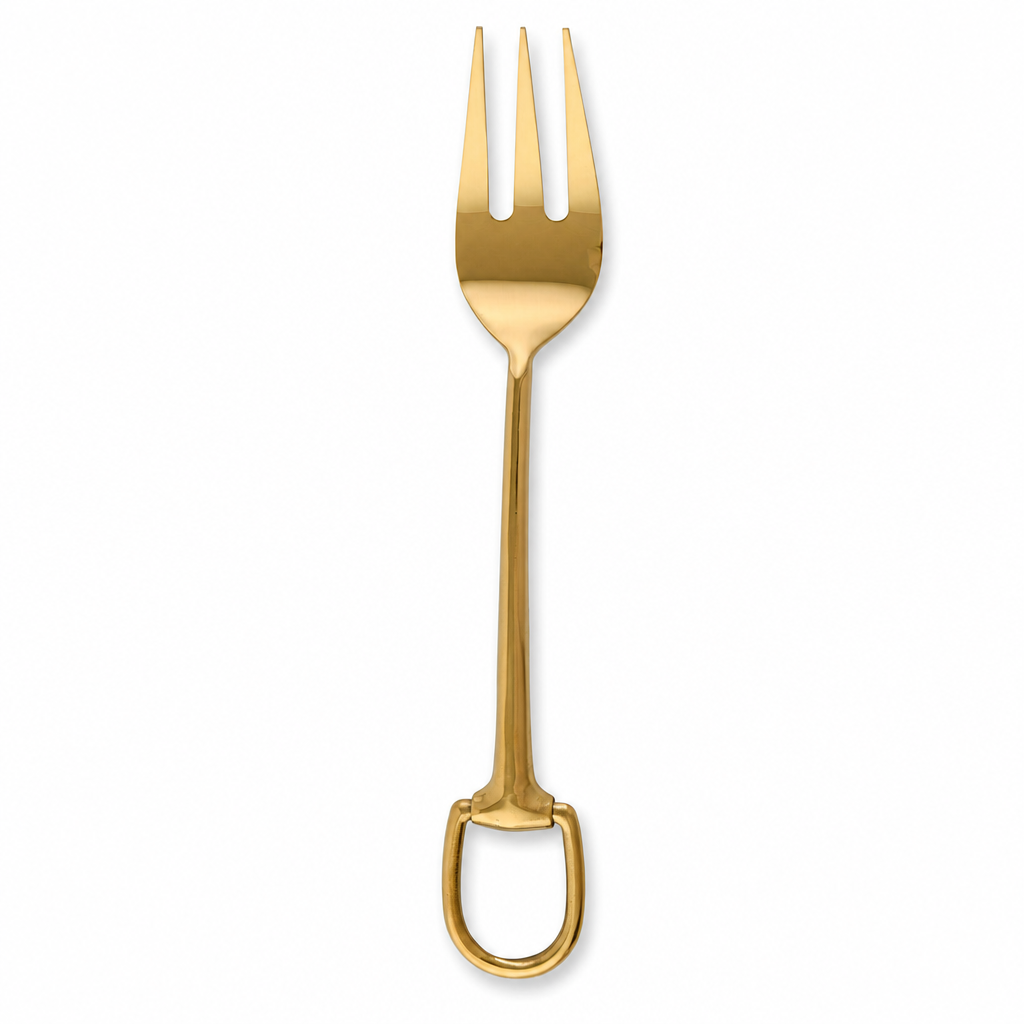 Stirrup Serving Fork - Stainless Steel Shiny Gold 7