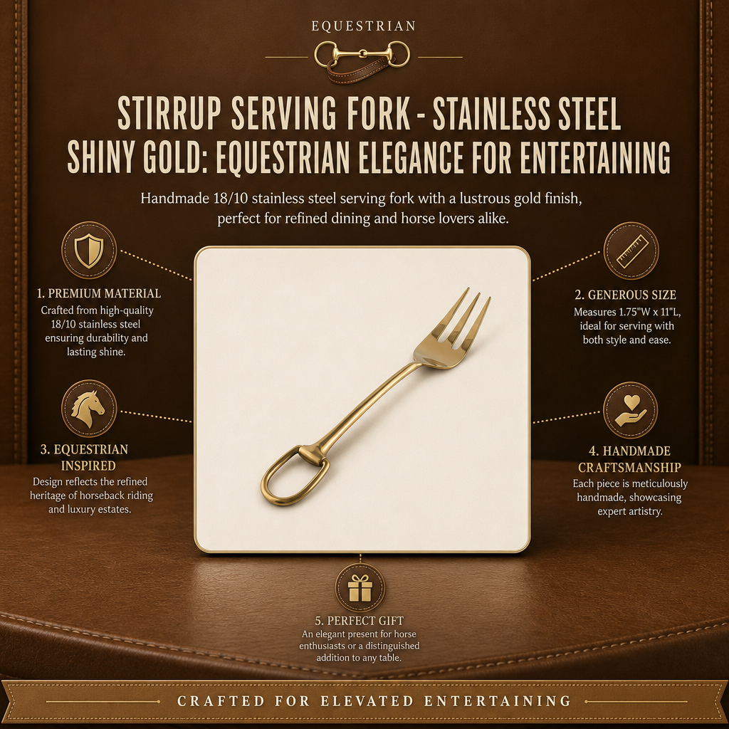 Stirrup Serving Fork - Stainless Steel Shiny Gold 8