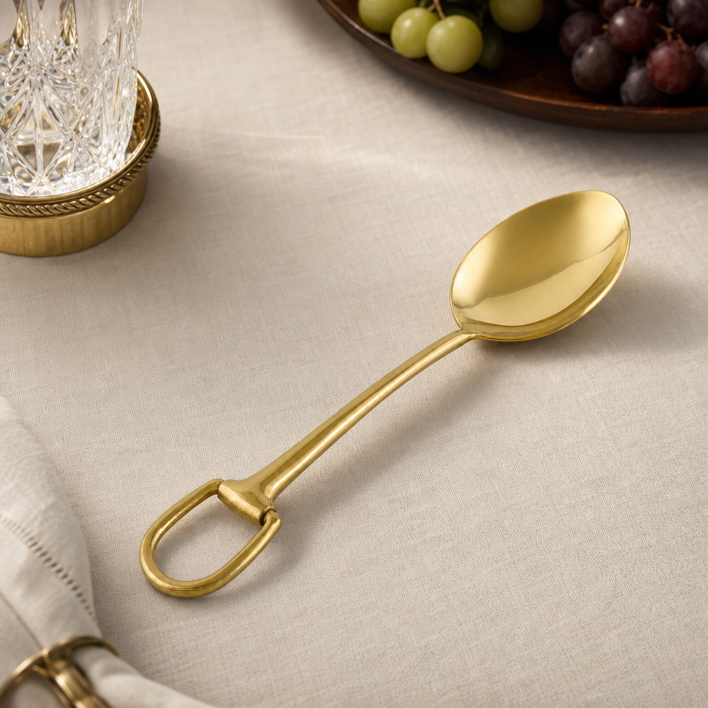 Stirrup Serving Spoon - Stainless Steel Shiny Gold 1