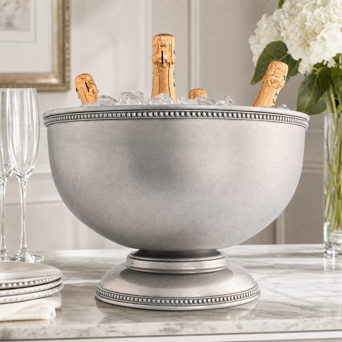 Pewter Medici Bead Ice Tub/Punch Bowl 4
