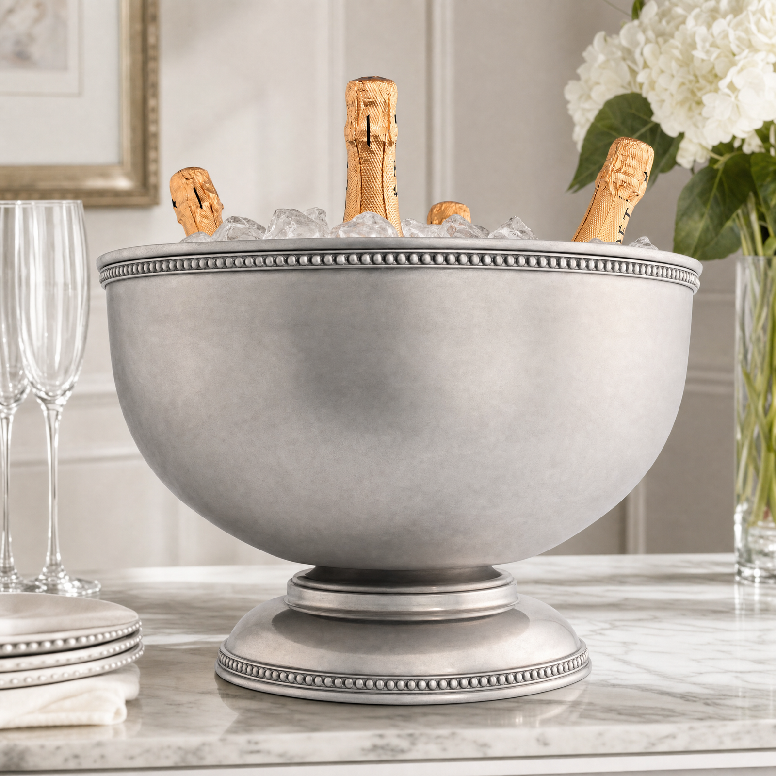 Pewter Medici Bead Ice Tub/Punch Bowl 4