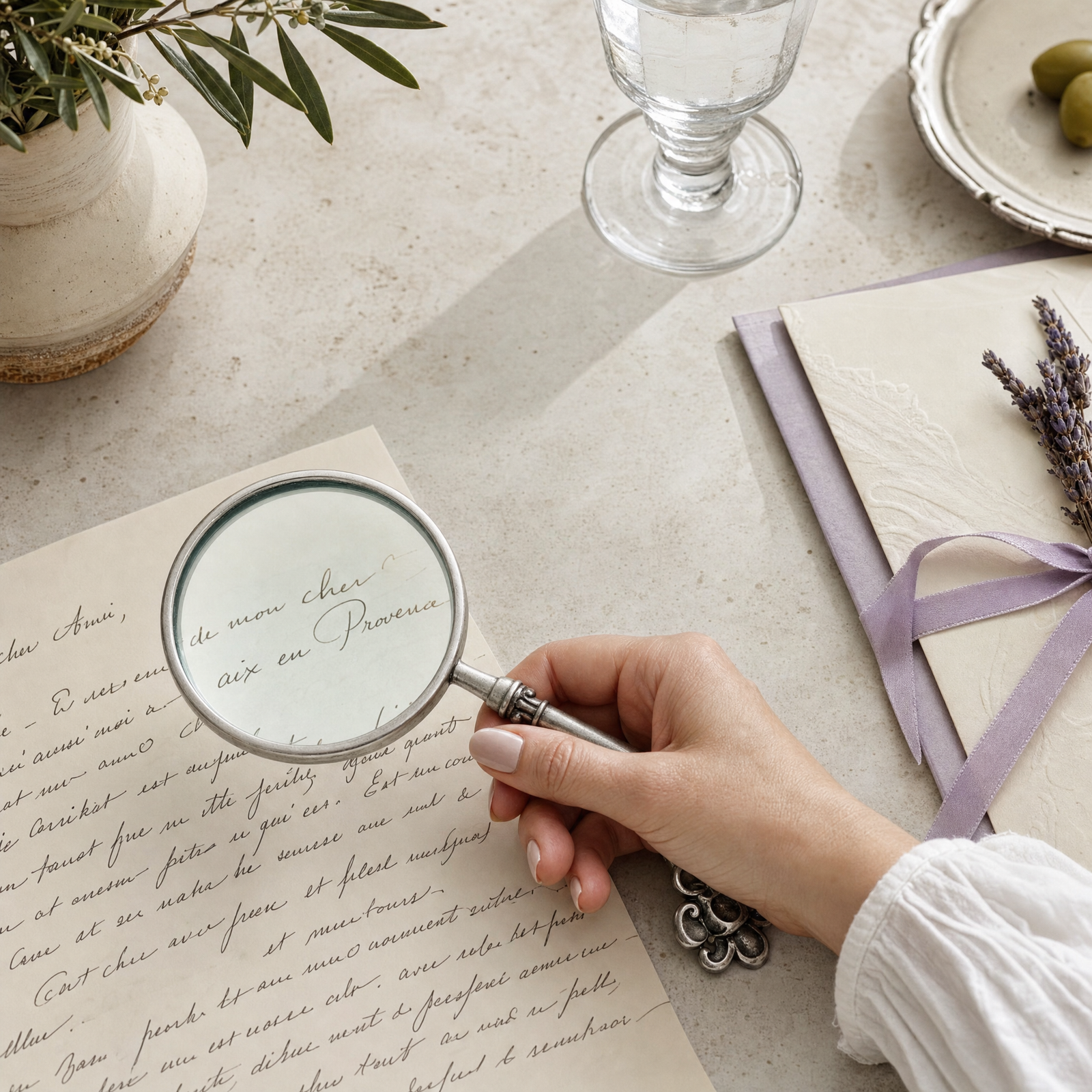 Pewter Provencal Pattern Magnifier 4 inches 6
