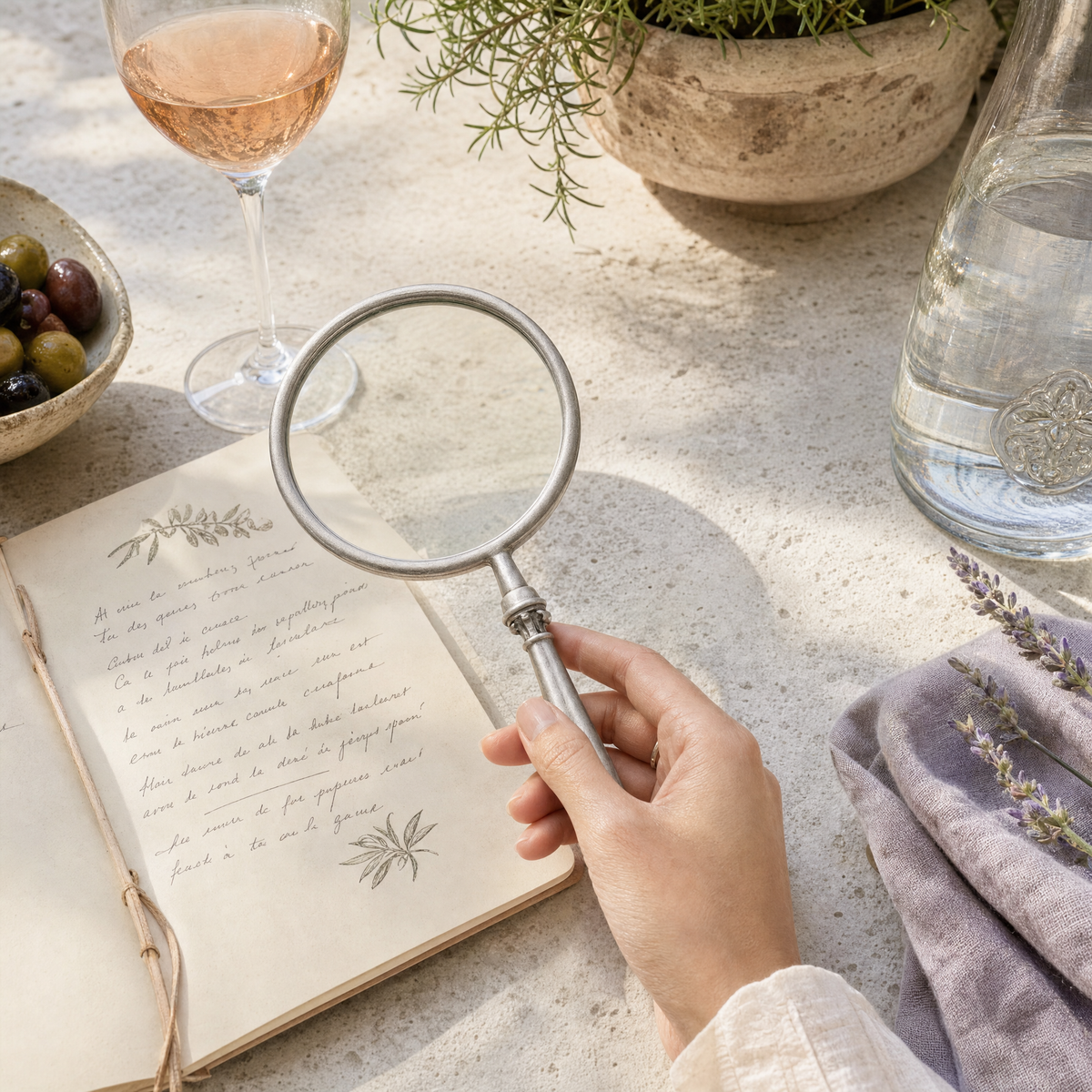 Pewter Provencal Pattern Magnifier 4 inches 7