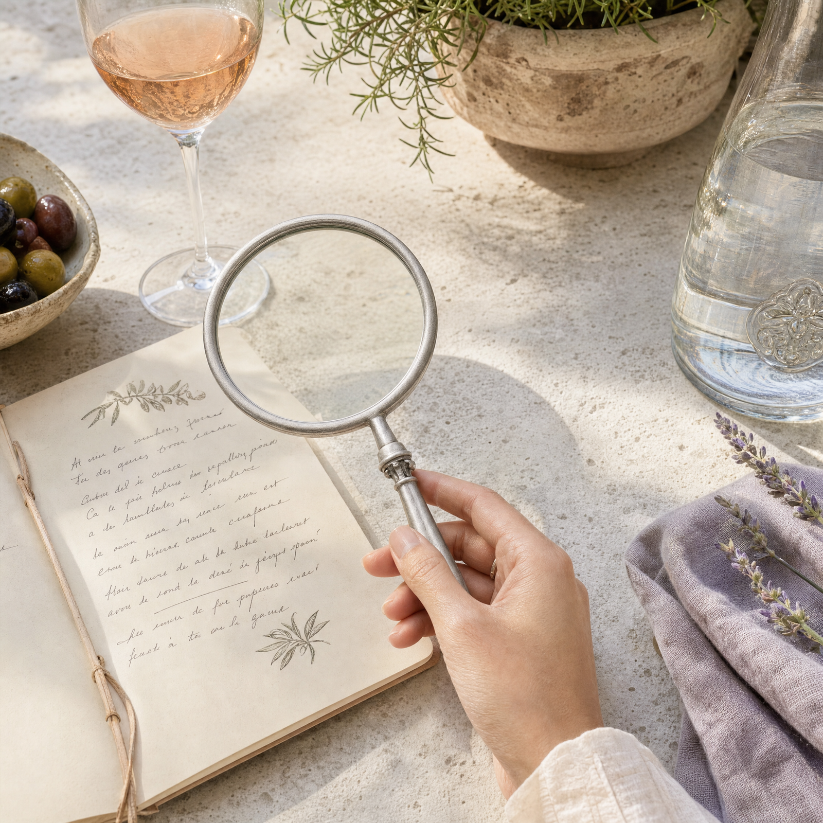 Pewter Provencal Pattern Magnifier 4 inches 7