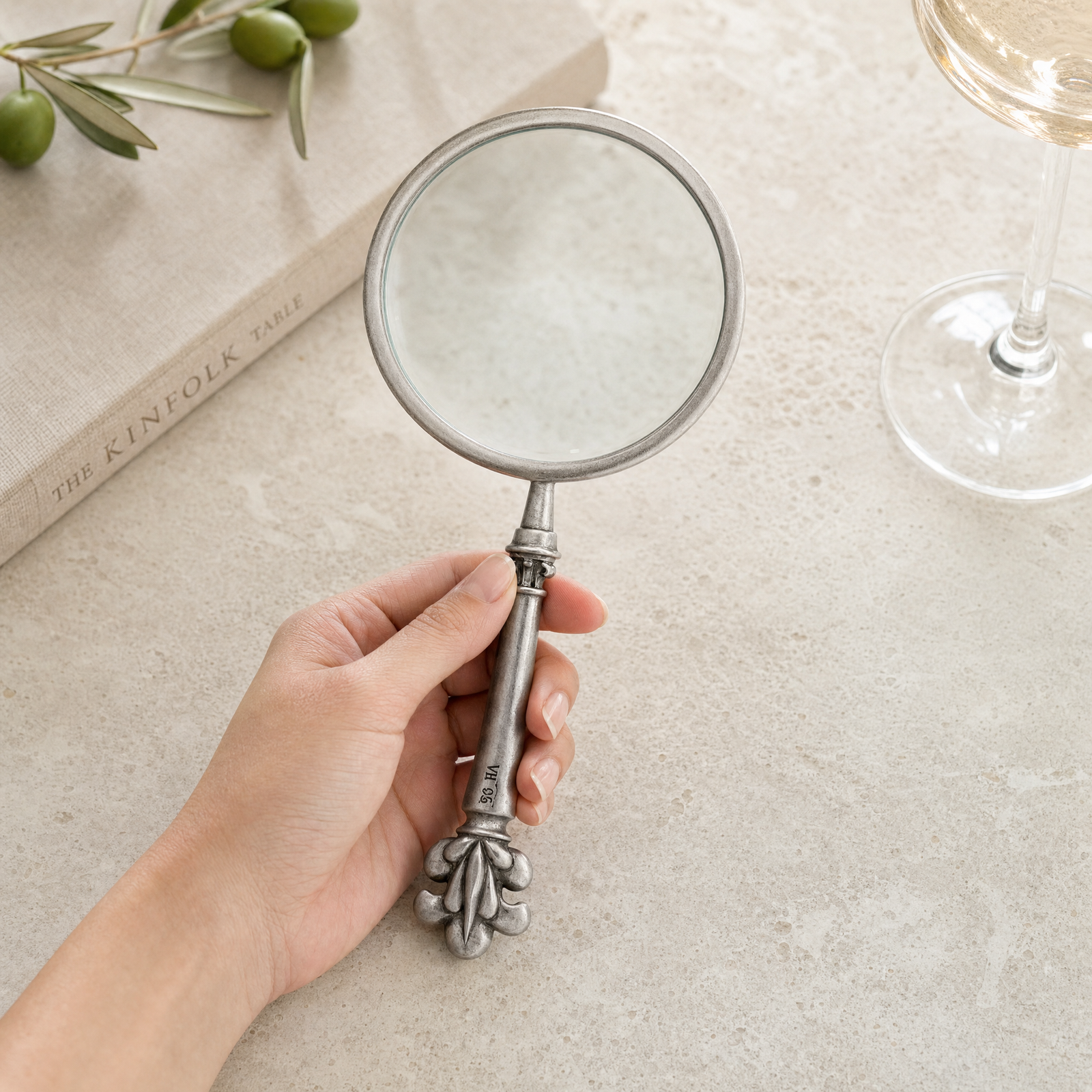 Pewter Provencal Pattern Magnifier 4 inches 3