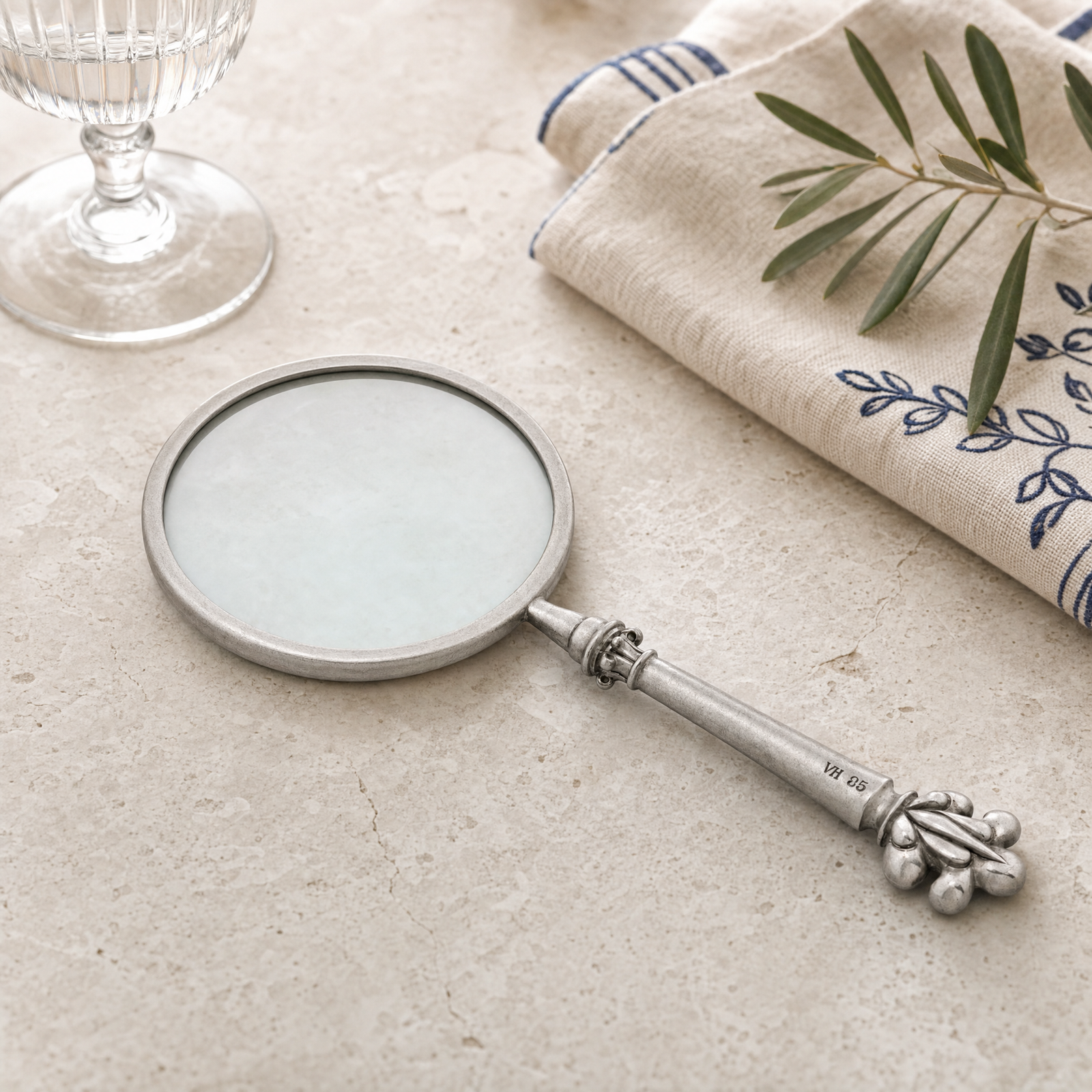 Pewter Provencal Pattern Magnifier 4 inches 5
