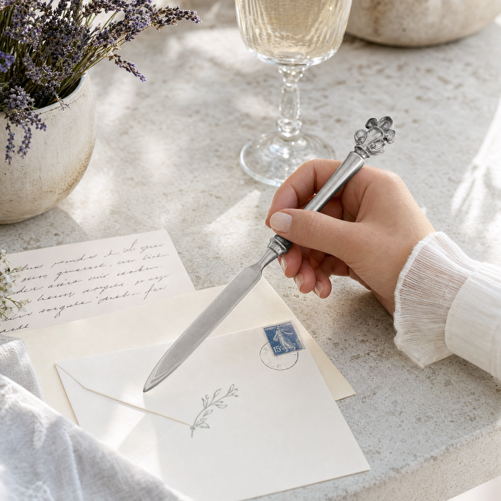 Pewter Provencal Pattern Letter Opener 6