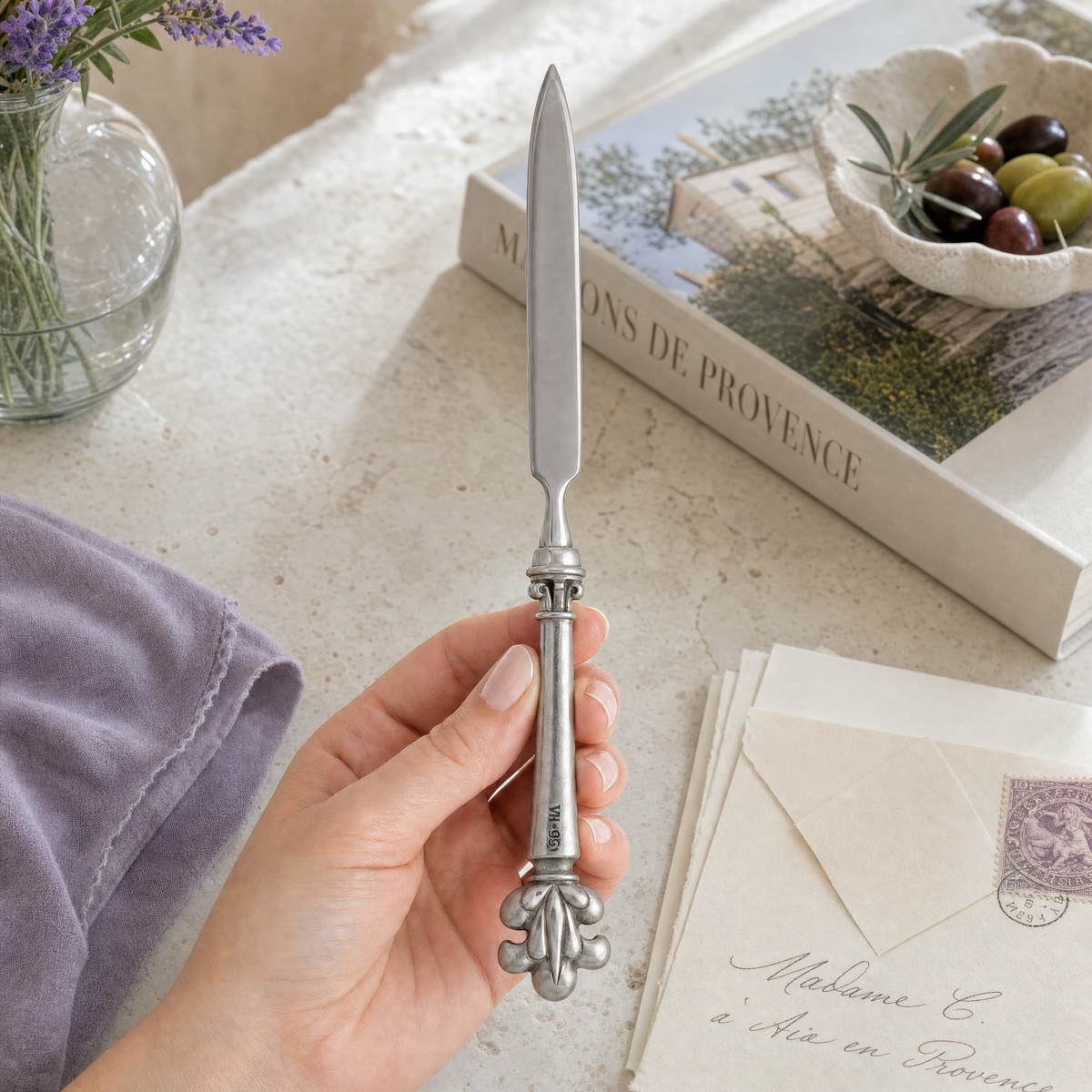 Pewter Provencal Pattern Letter Opener 7