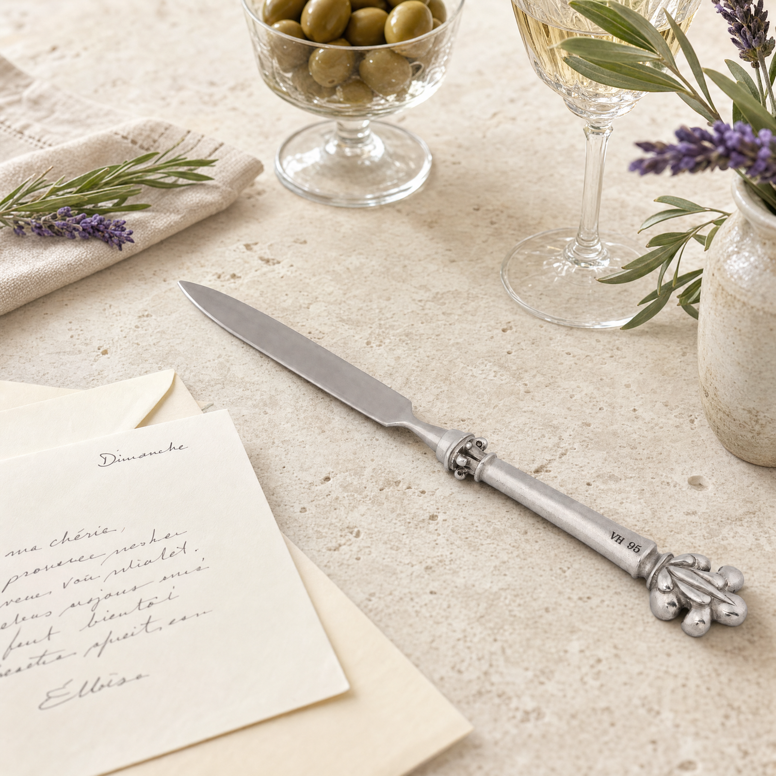 Pewter Provencal Pattern Letter Opener 8