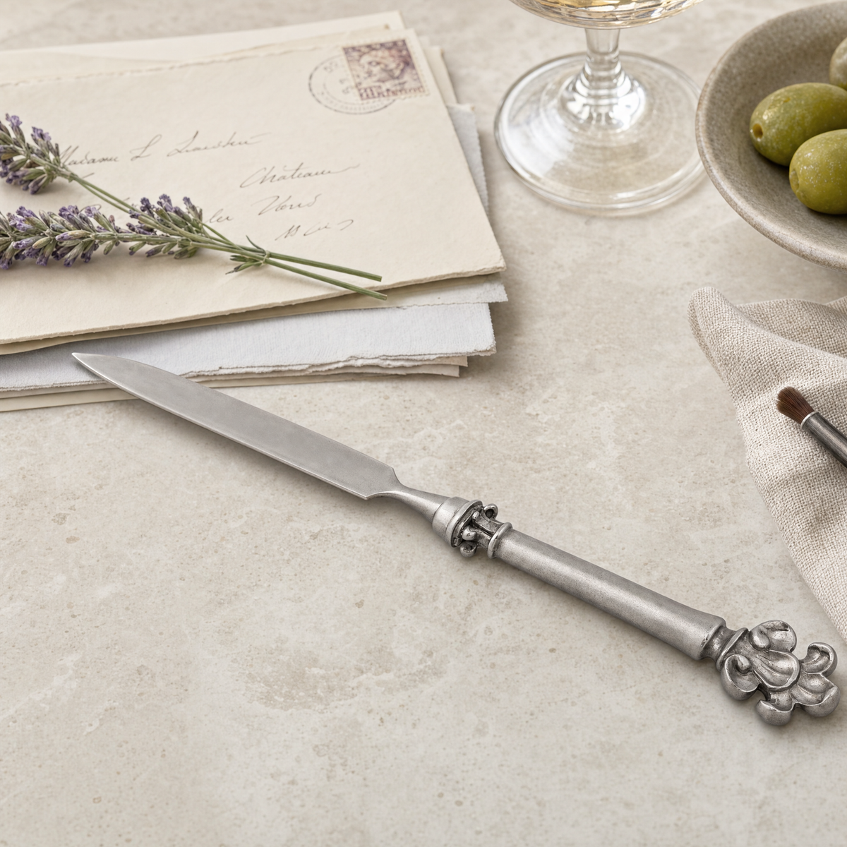 Pewter Provencal Pattern Letter Opener 9