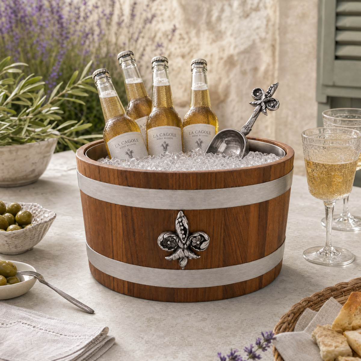 Fleur de lies Teak Beer Cooler 6