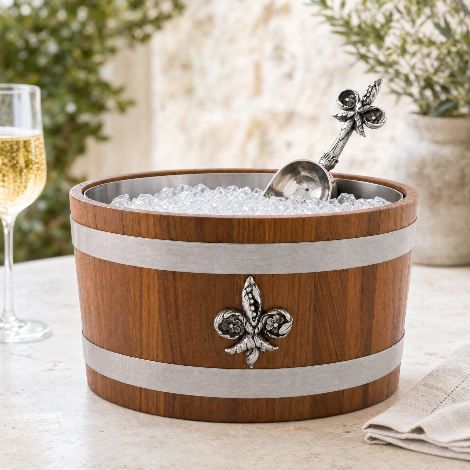 Fleur de lies Teak Beer Cooler 3