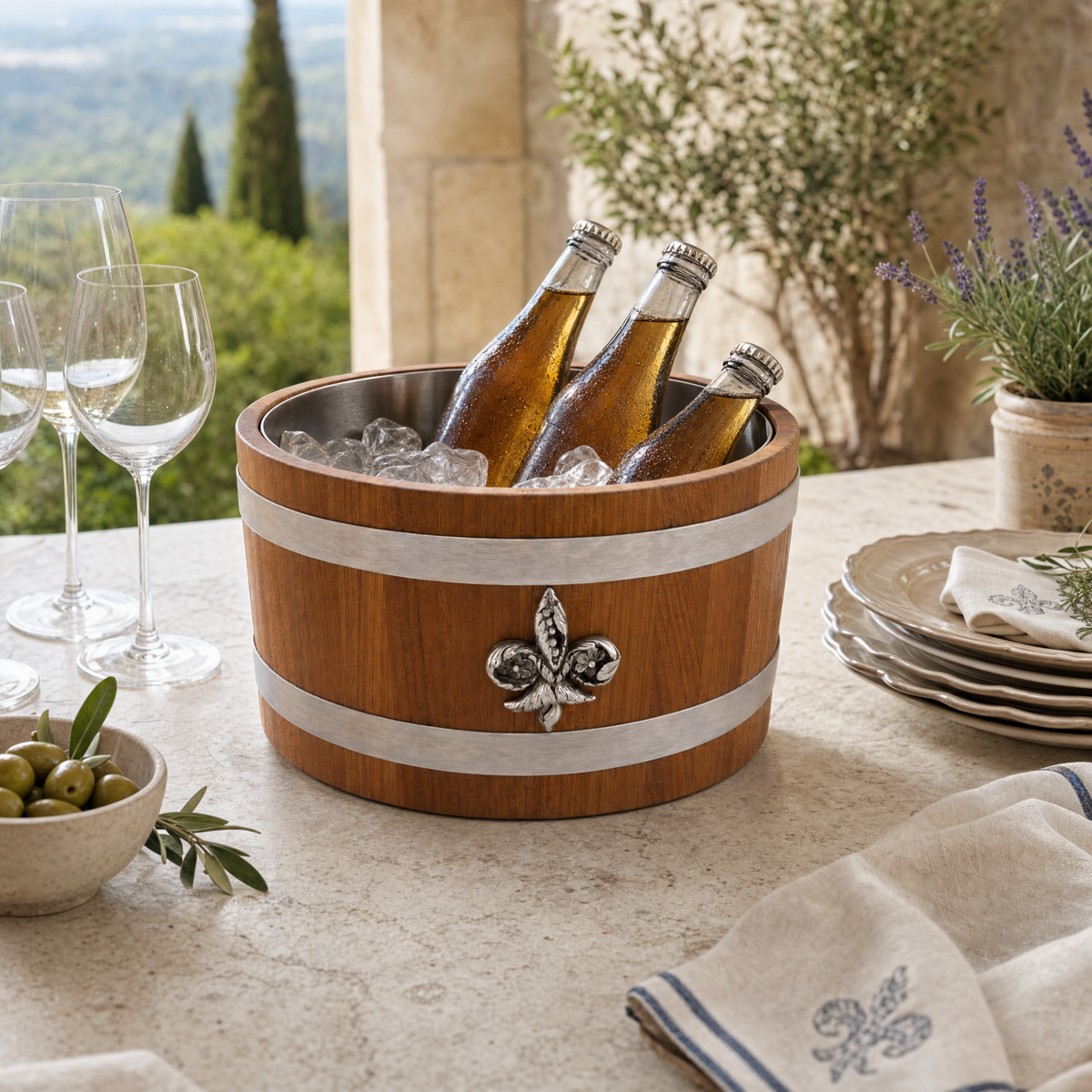 Fleur de lies Teak Beer Cooler 7