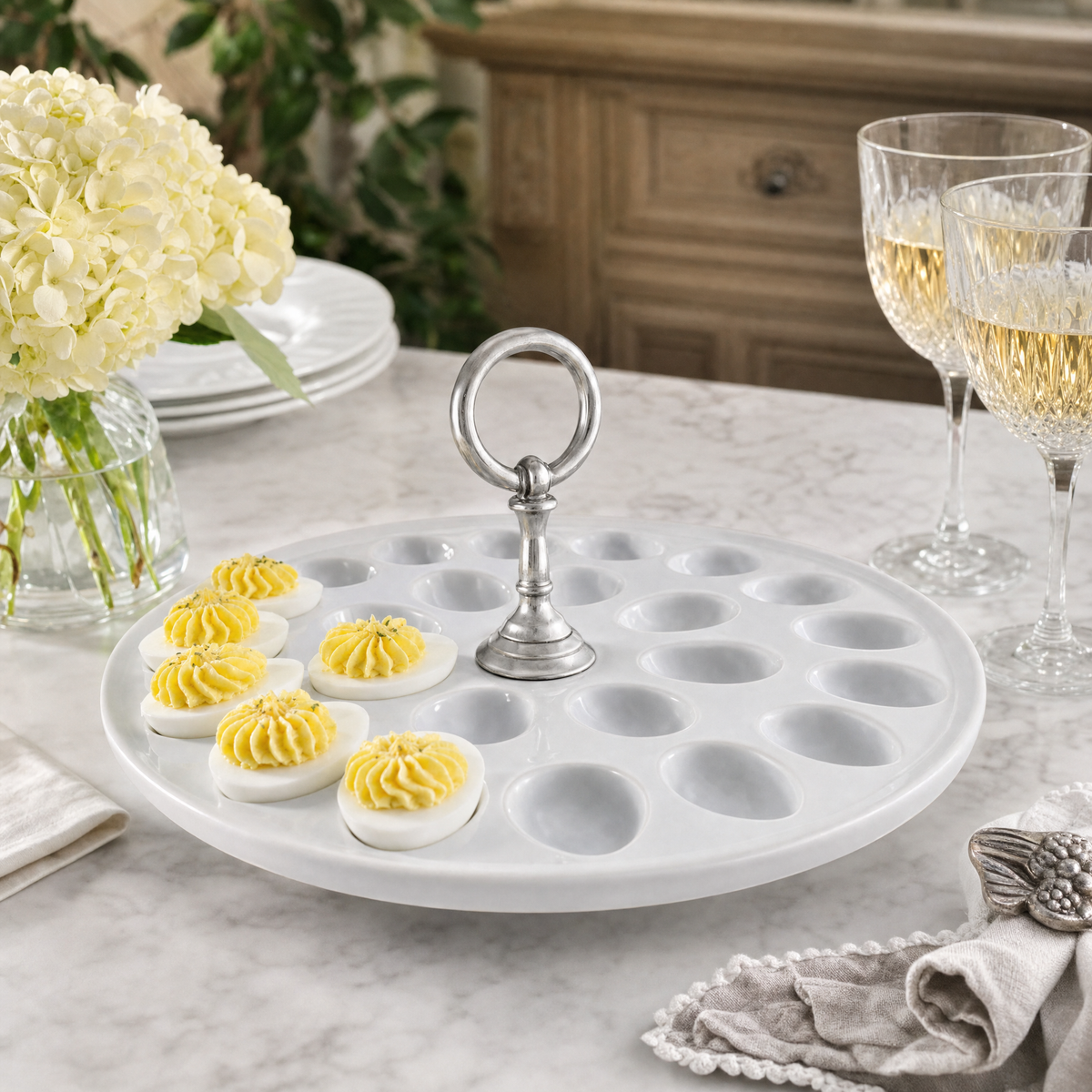 Deviled Egg Tray with Pewter Classic Ring Handle 2