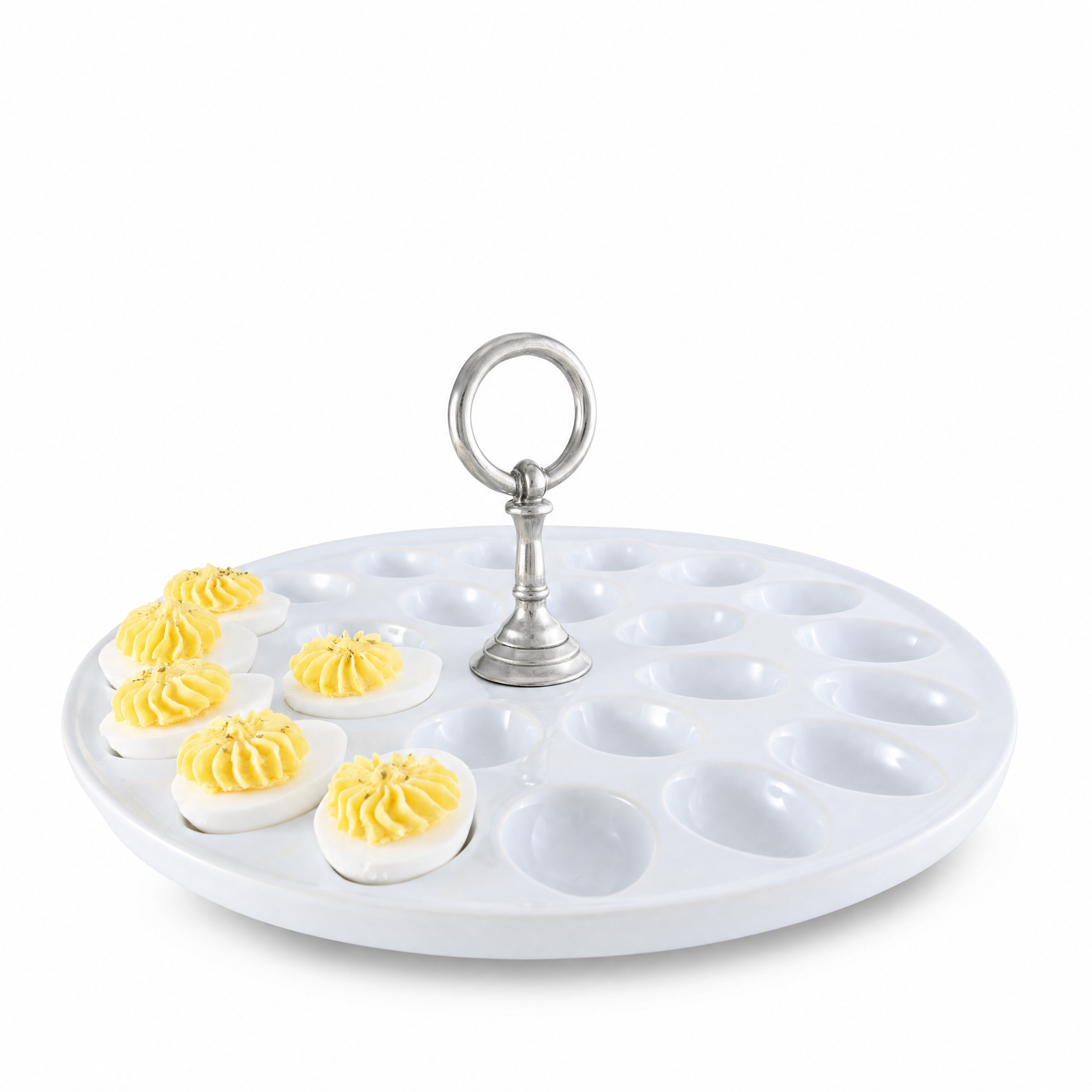 Deviled Egg Tray with Pewter Classic Ring Handle 1