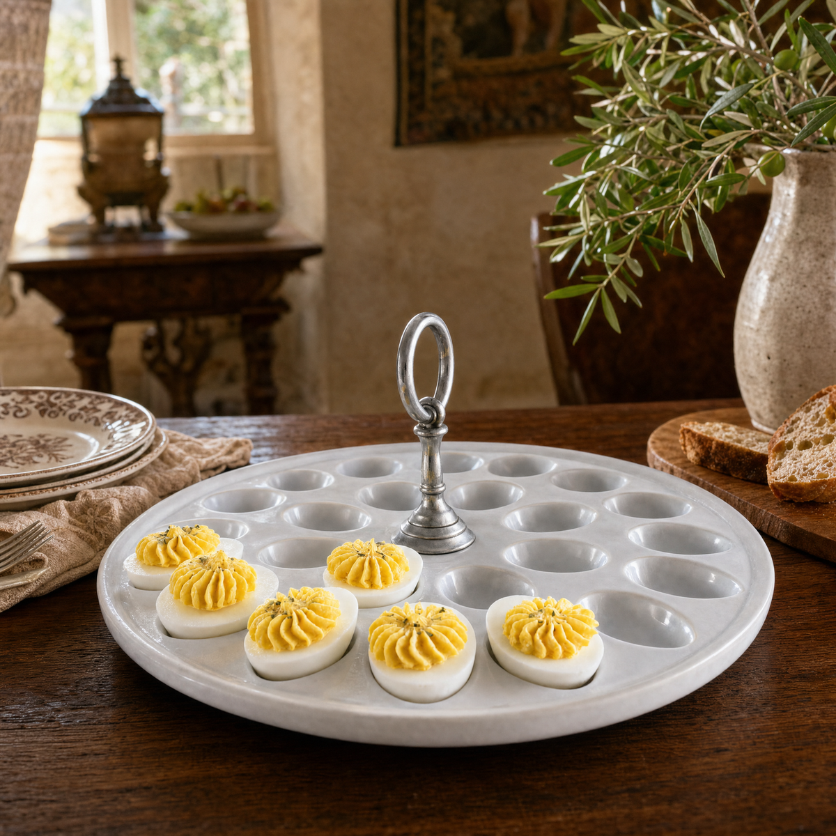 Deviled Egg Tray with Pewter Classic Ring Handle 8