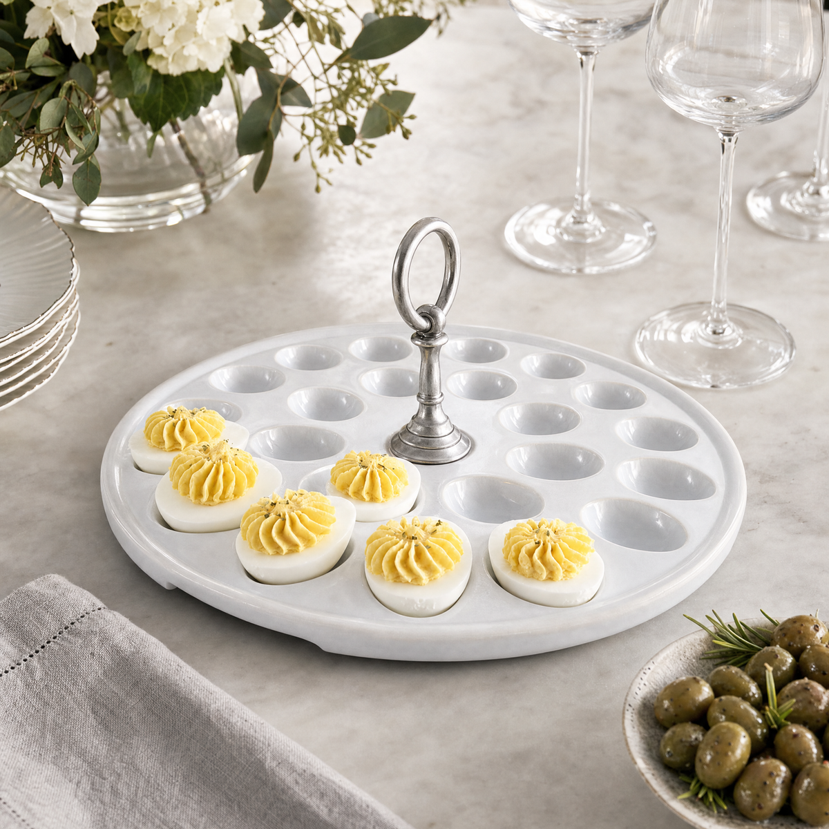 Deviled Egg Tray with Pewter Classic Ring Handle 4