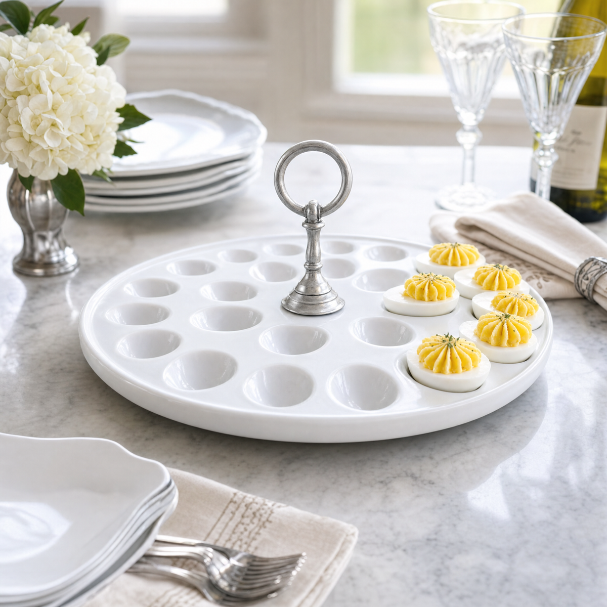 Deviled Egg Tray with Pewter Classic Ring Handle 5