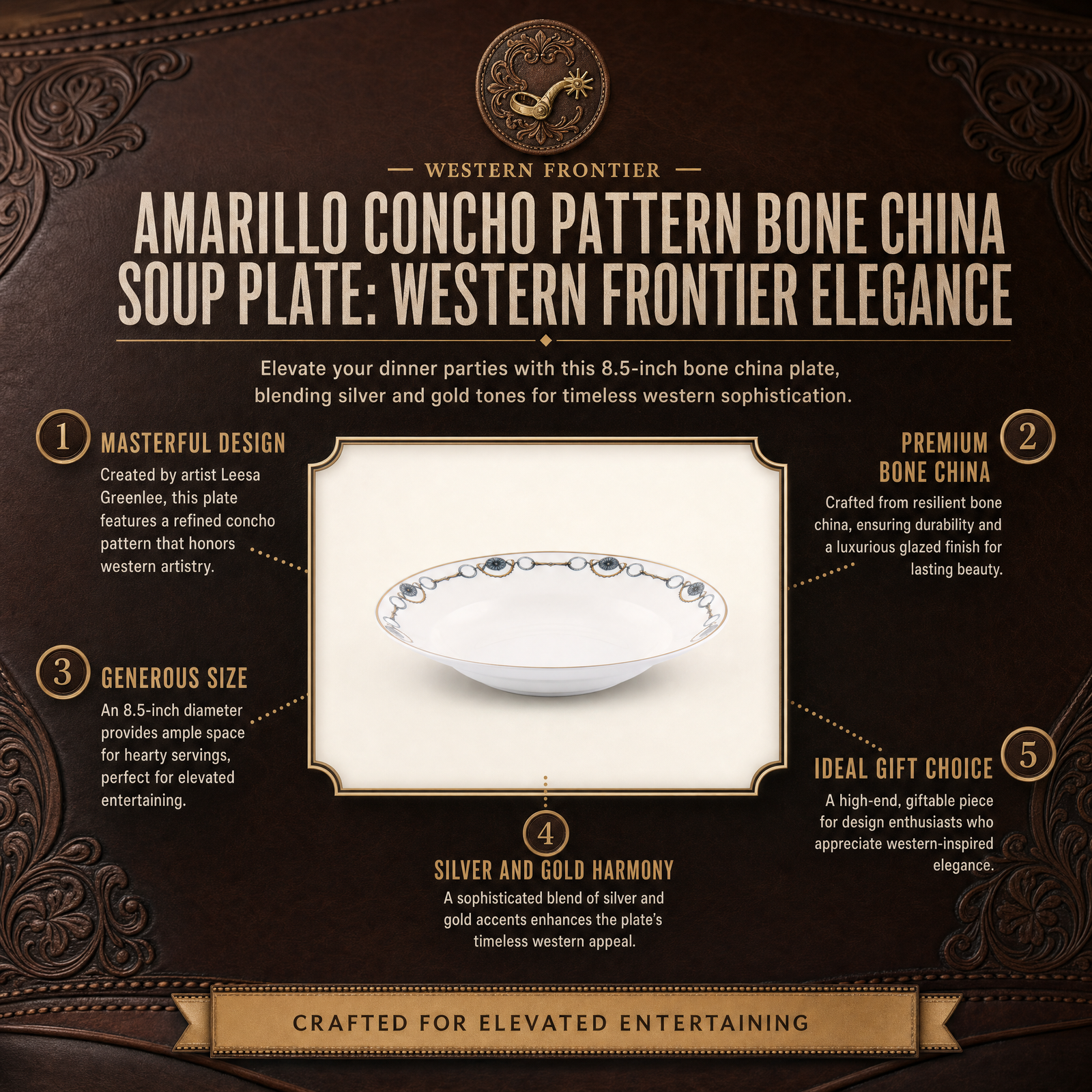 Amarillo Concho Pattern Bone China Soup Plate 1