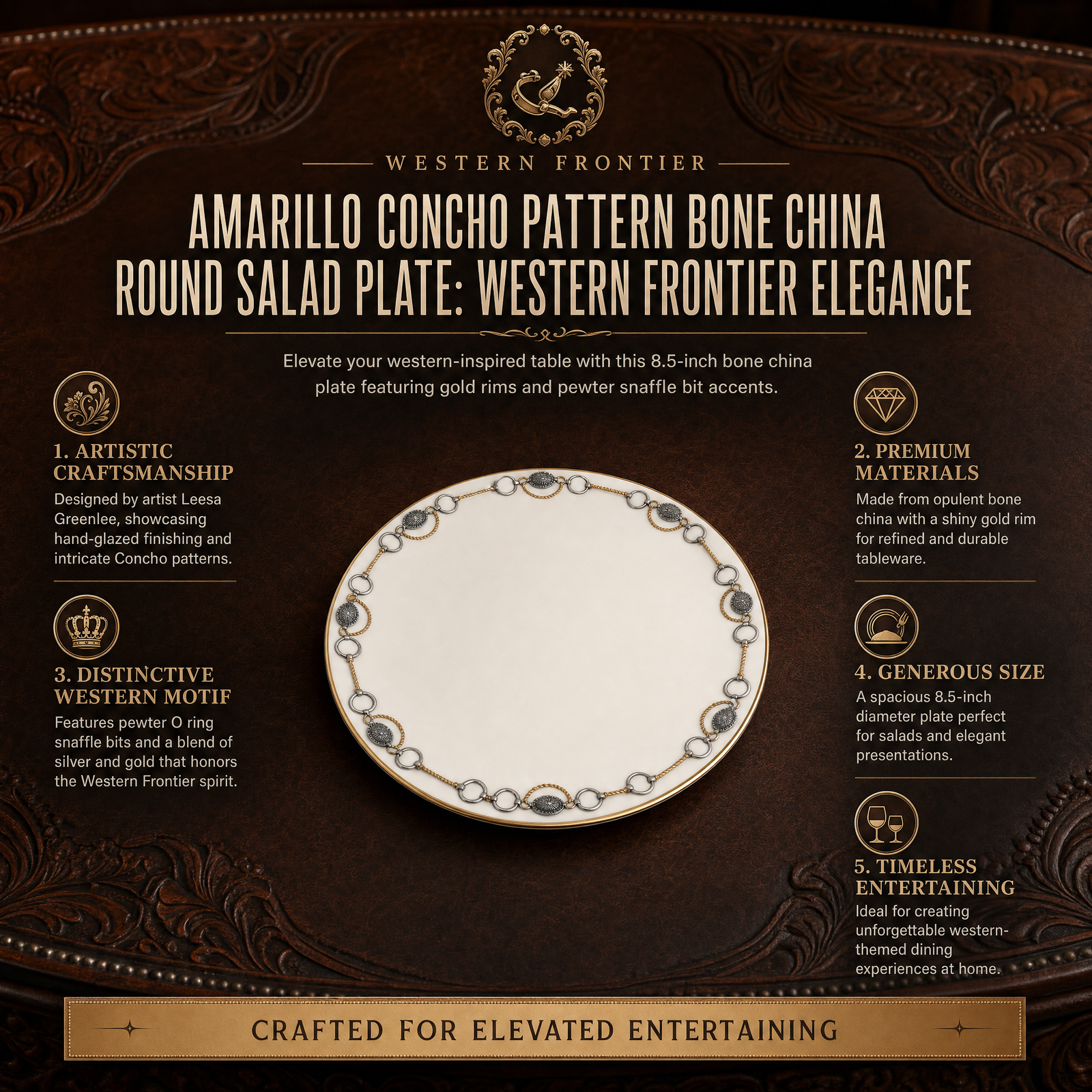 Amarillo Concho Pattern Bone China Round Salad Plate 1