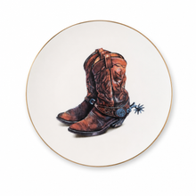 Amarillo Western Boot Pattern Bone China Round Salad Plate 1