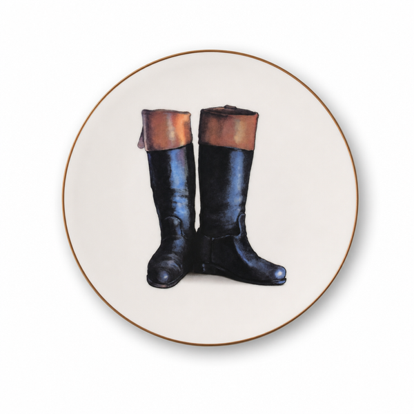 Wellington Riding Boot Pattern Bone China Round Salad Plate 1