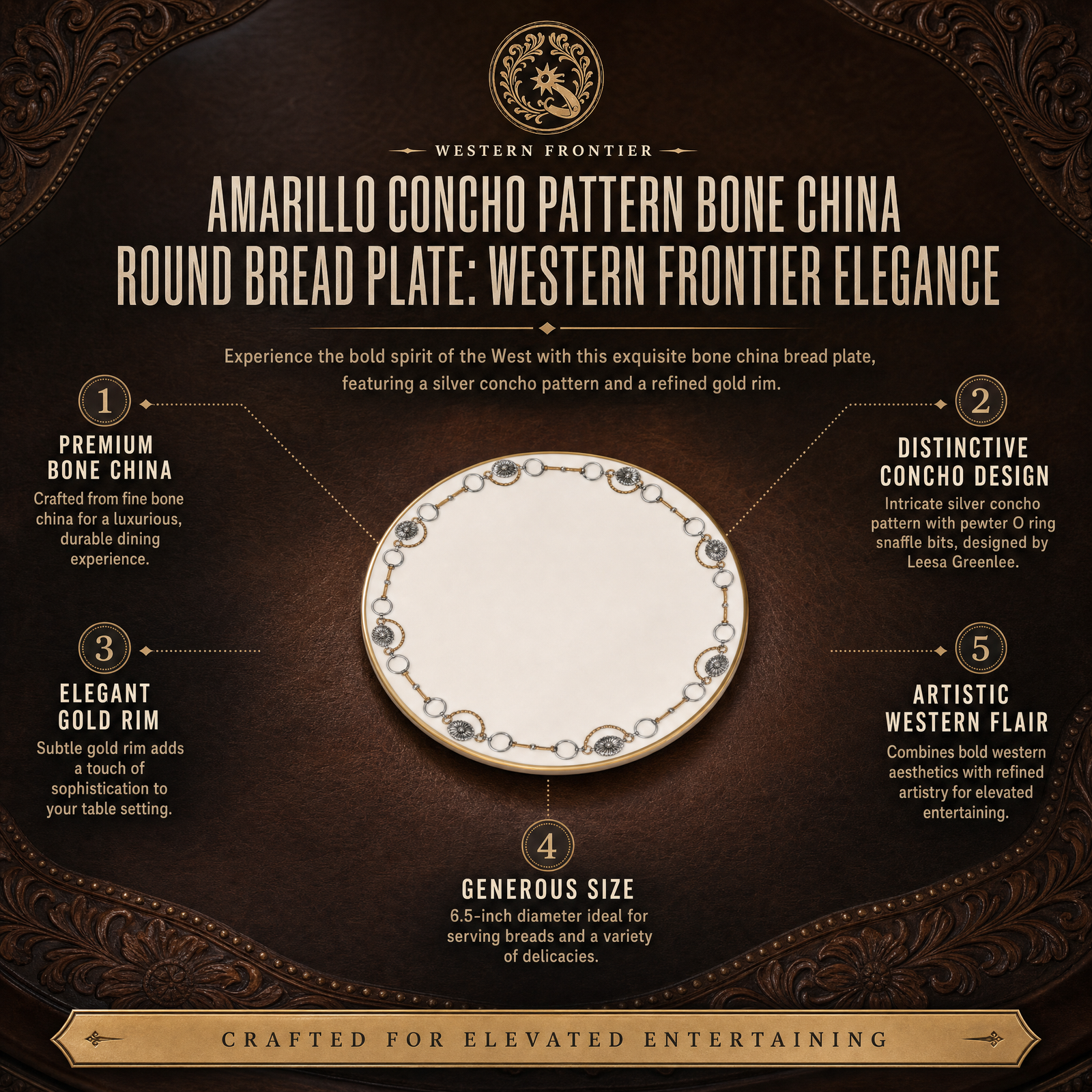 Amarillo Concho Pattern Bone China Round Bread Plate 1