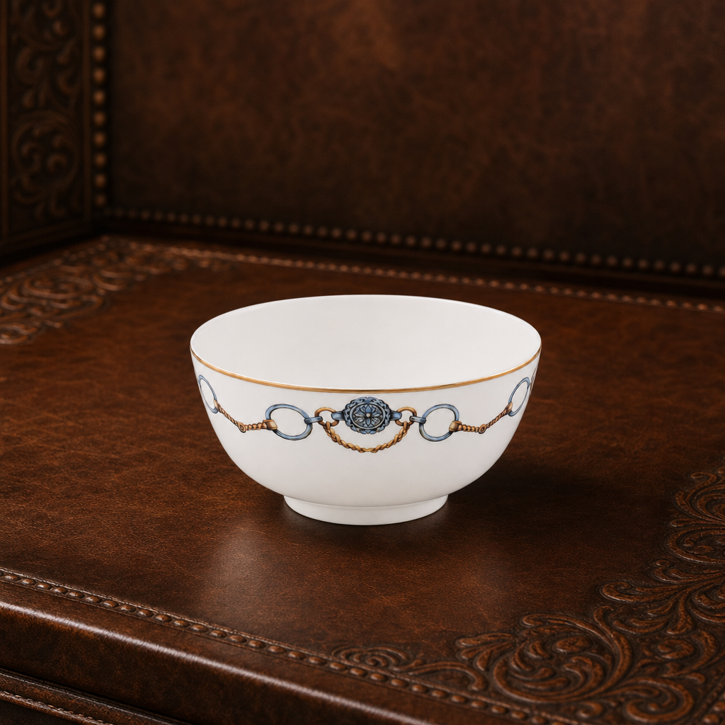Amarillo Concho Pattern Bone China Round Cereal / Dip Bowl 1