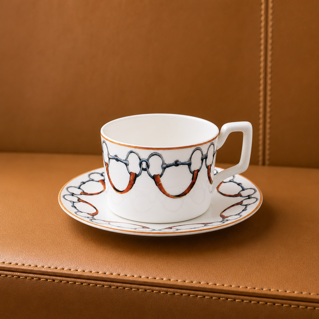 Wellington Bit Pattern Bone China Cup and Saucer 1