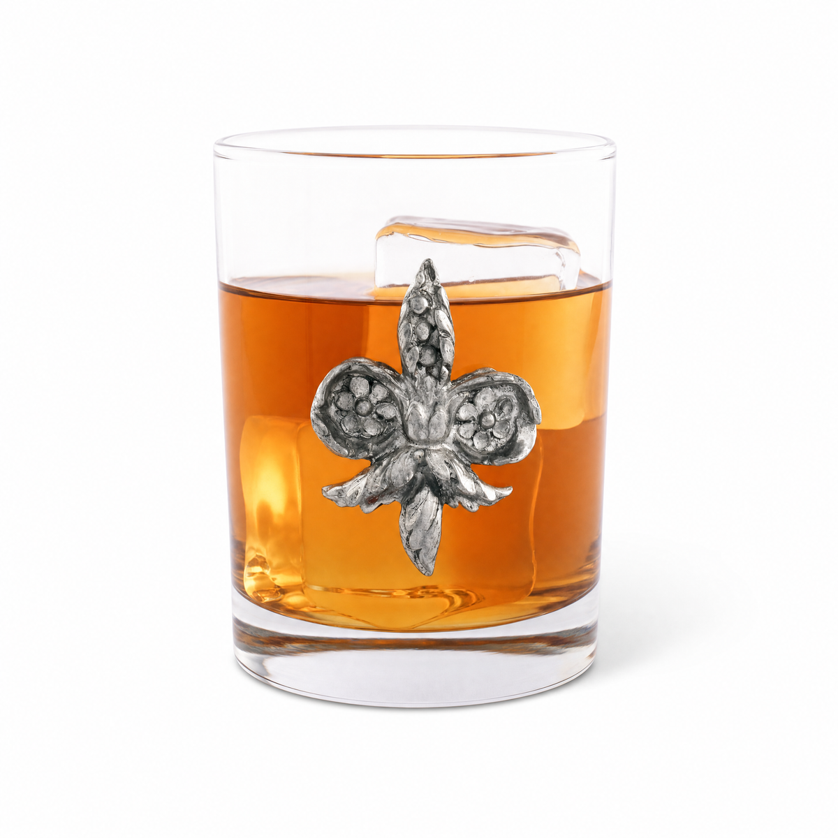 Fleur de Lys Double Old Fashion Bar Glass 1