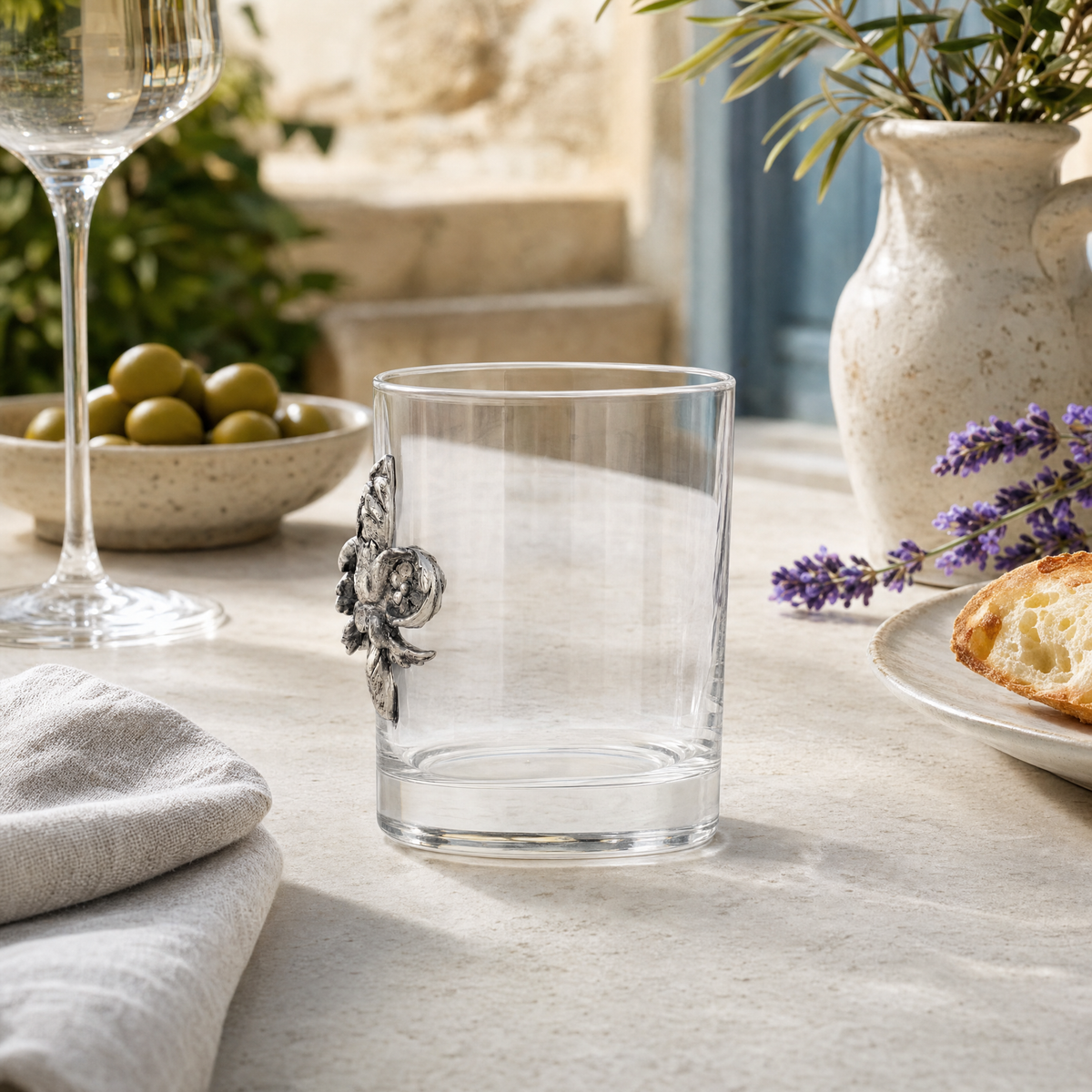 Fleur de Lys Double Old Fashion Bar Glass 9