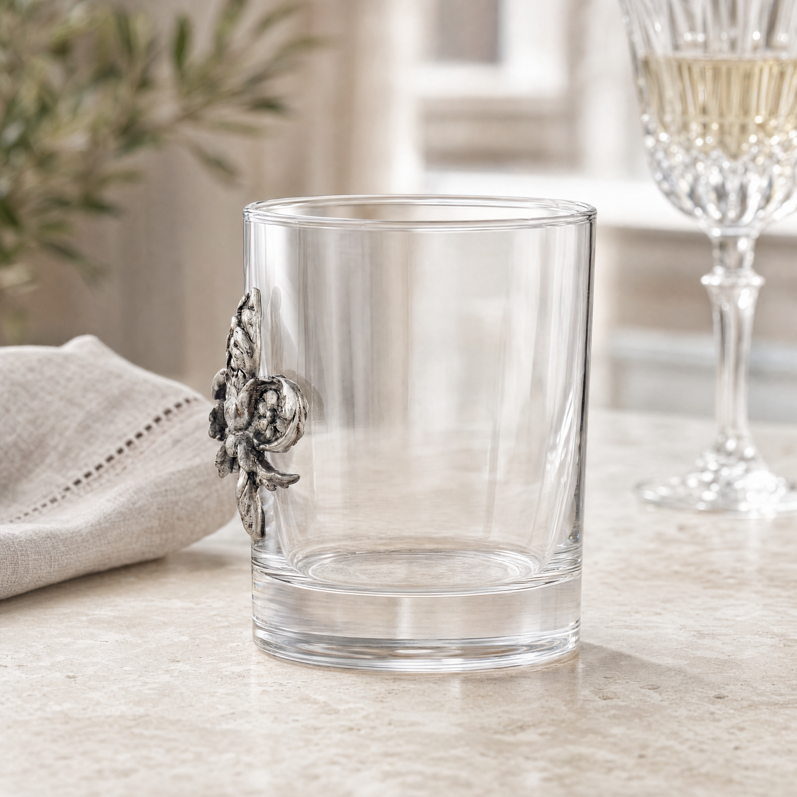 Fleur de Lys Double Old Fashion Bar Glass 5