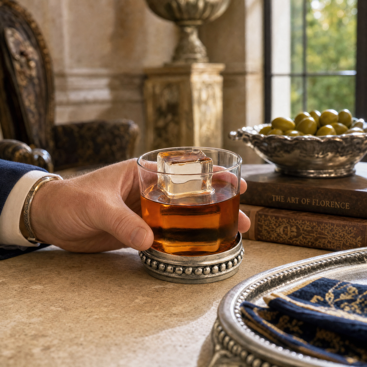 Medici Beading Double Old Fashion Bar Glass 6