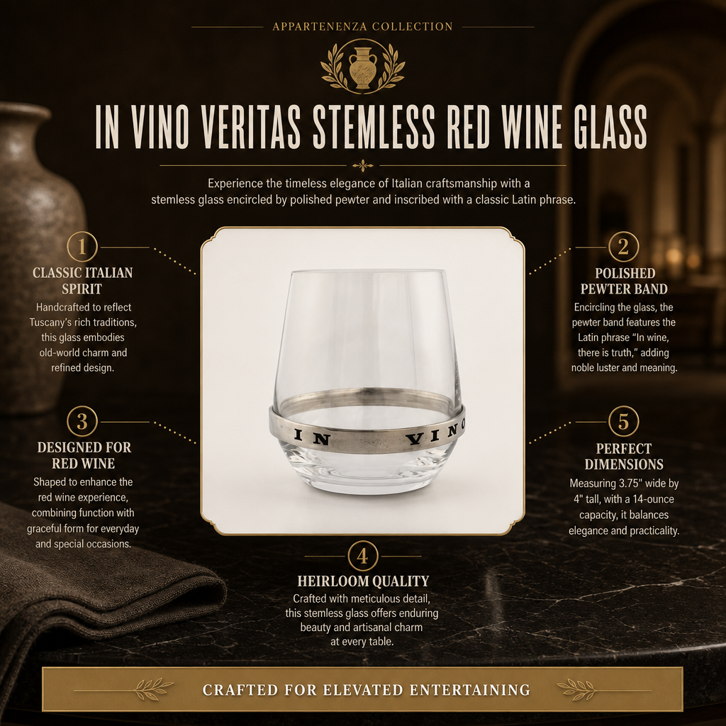 In Vino Veritas Stemless Red Wine Glass 11