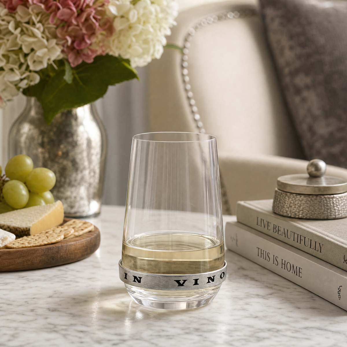 In Vino Veritas Stemless White Wine Glass 2