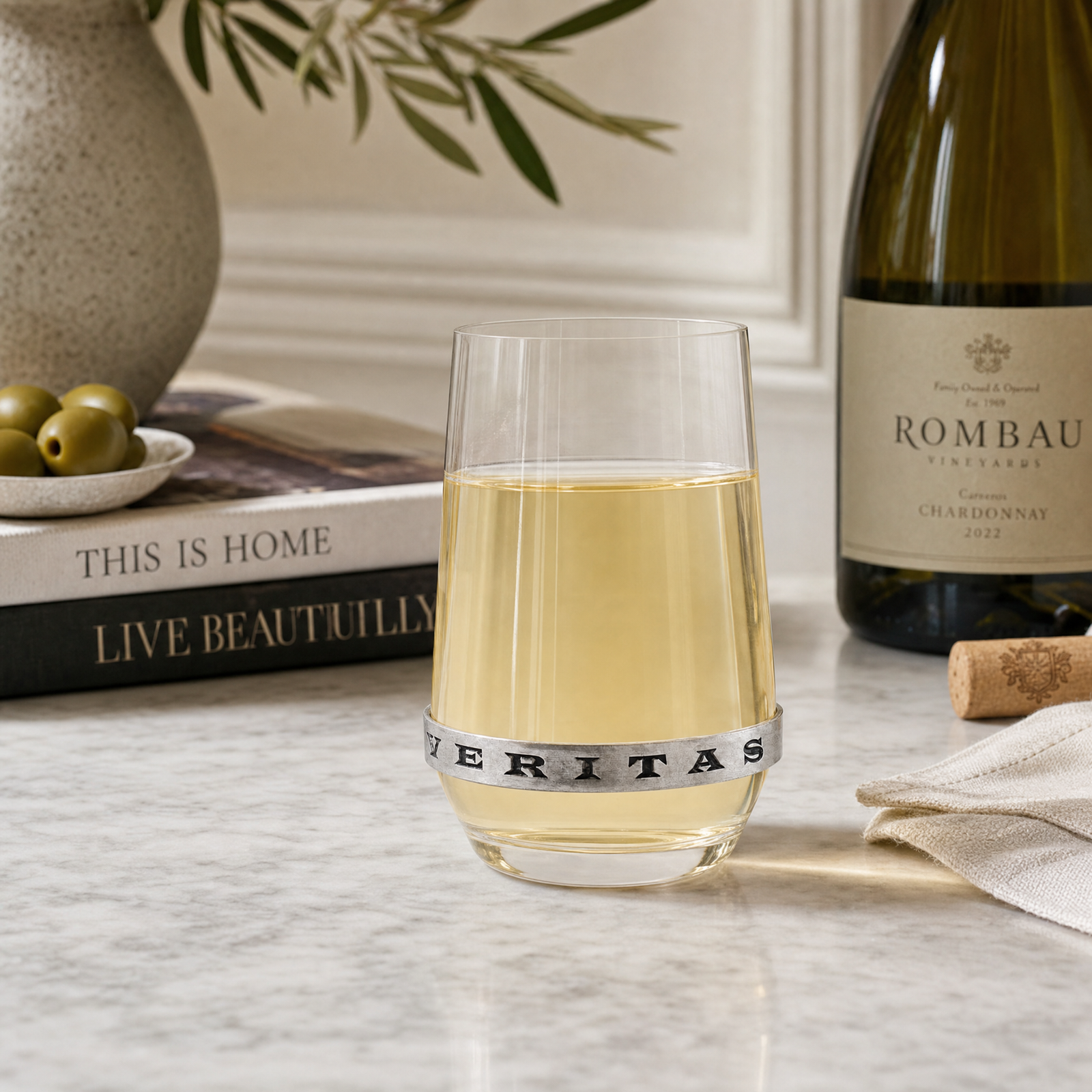 In Vino Veritas Stemless White Wine Glass 5