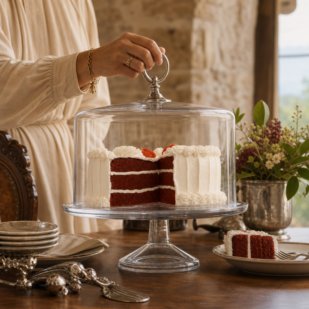 Classic Pewter Ring Glass Covered Cake / Dessert Stand 3