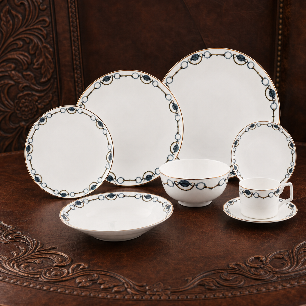 Bone China Amarillo Dinnerware 2 Person, 4 piece Set 1