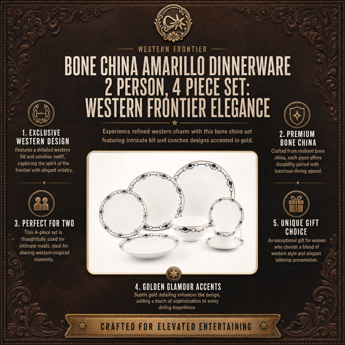Bone China Amarillo Dinnerware 2 Person, 4 piece Set 4