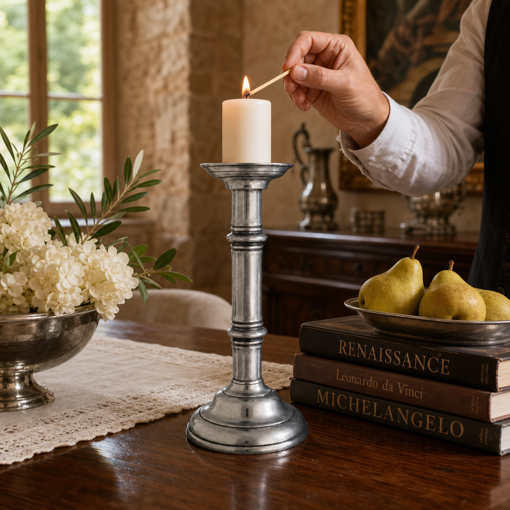 Classic Pewter Pillar Candlestick 3