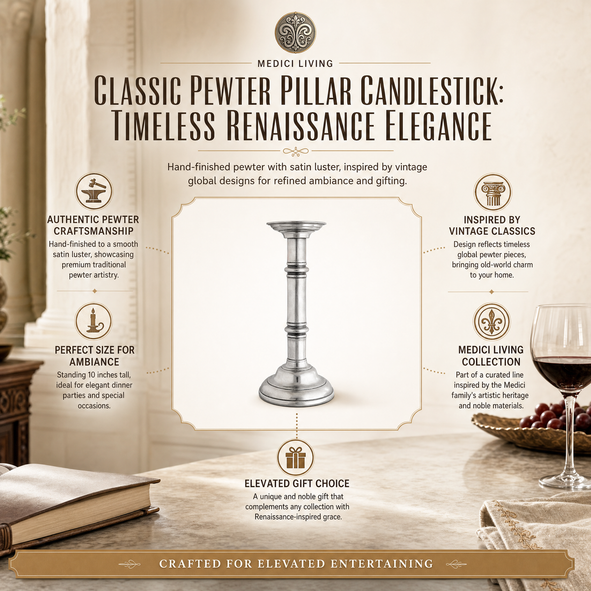 Classic Pewter Pillar Candlestick 4