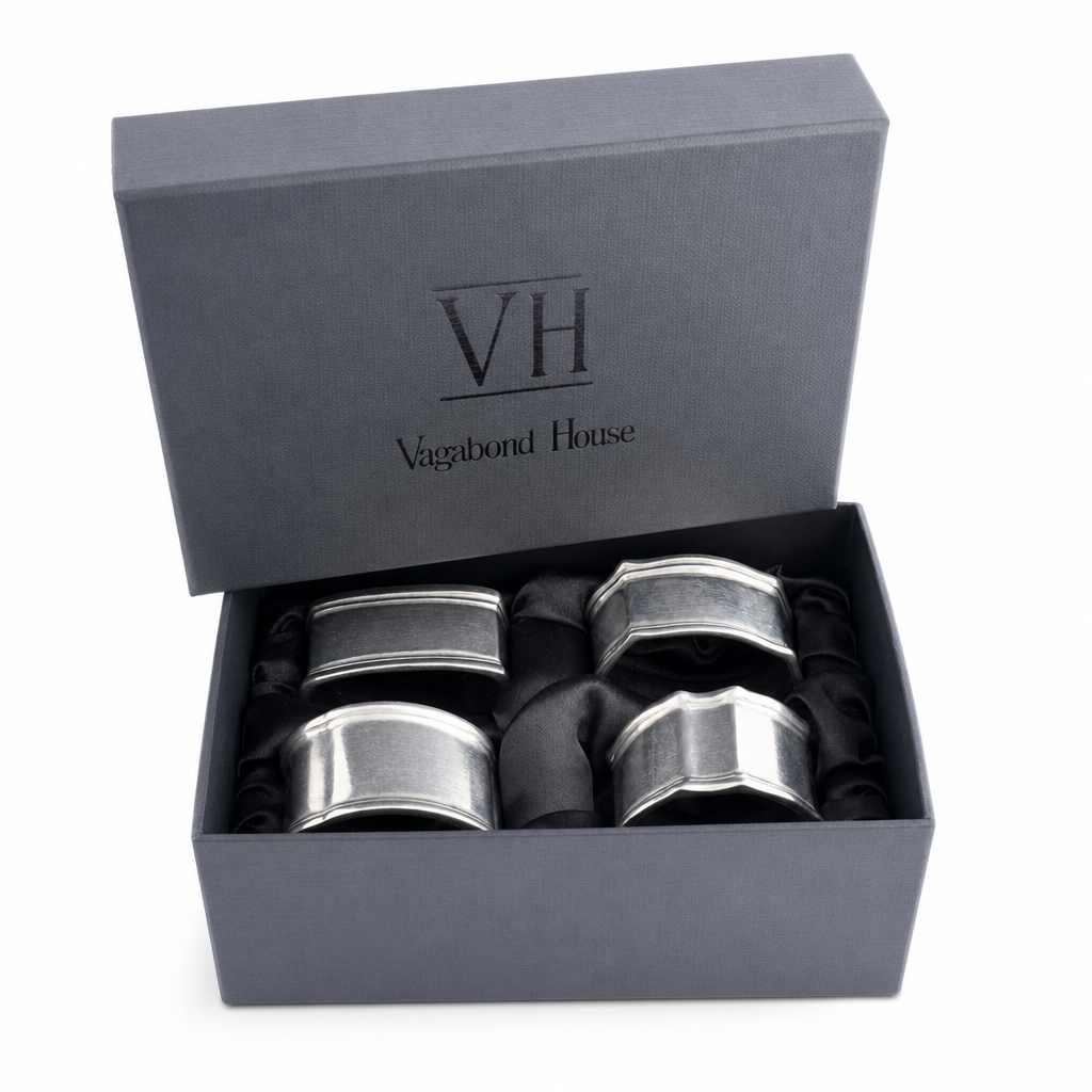 Pewter Classic Napkin Ring Set (4) 10