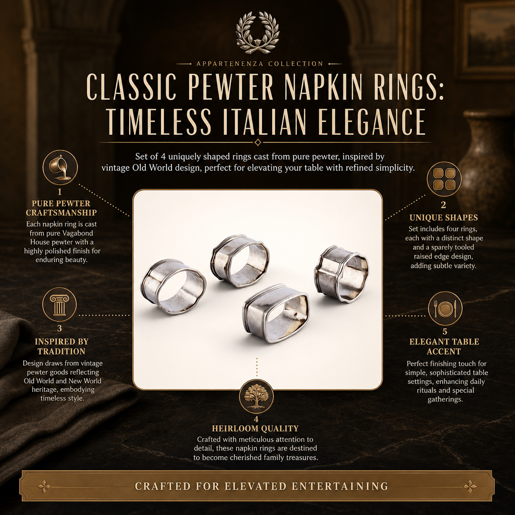 Pewter Classic Napkin Ring Set (4) 11