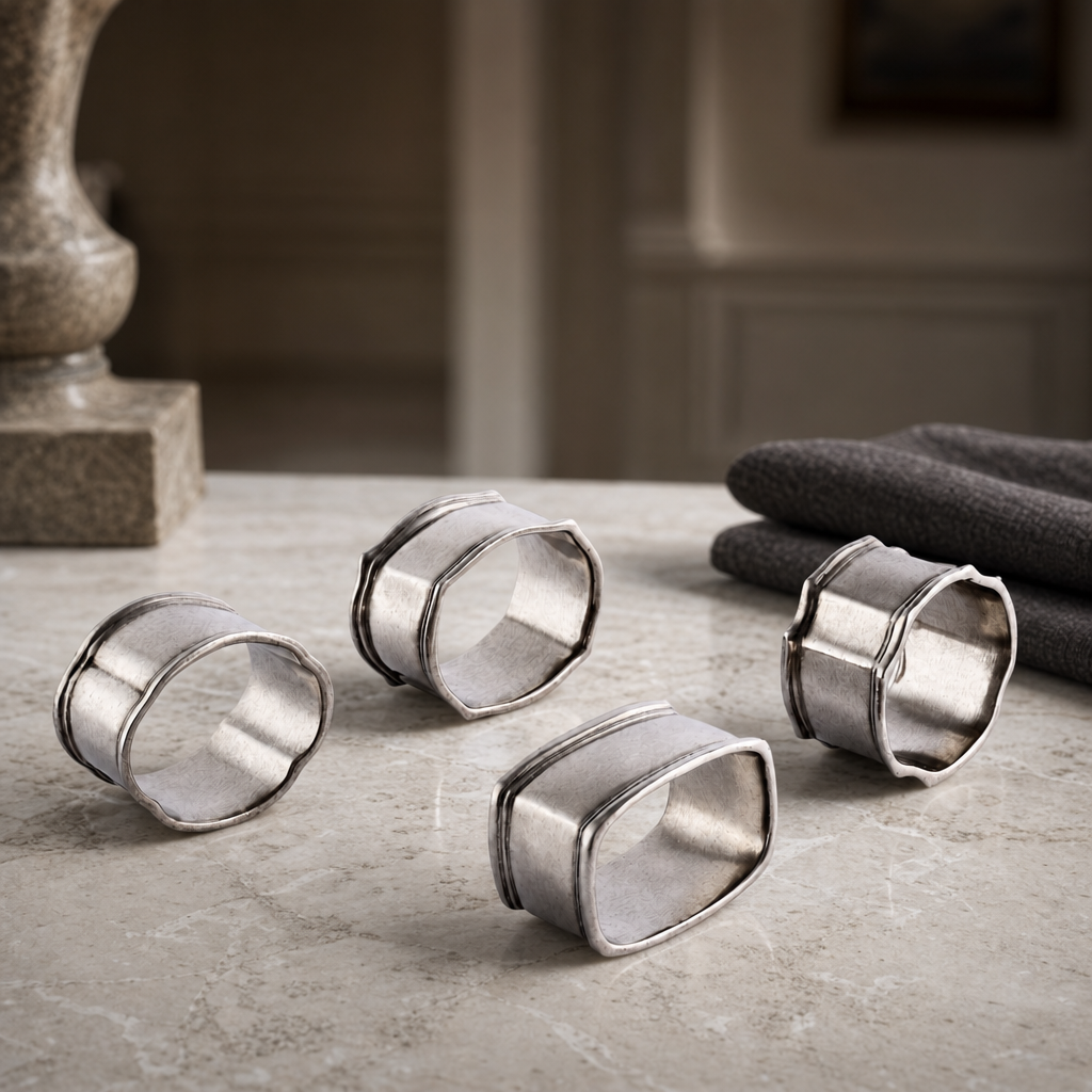 Pewter Classic Napkin Ring Set (4) 2