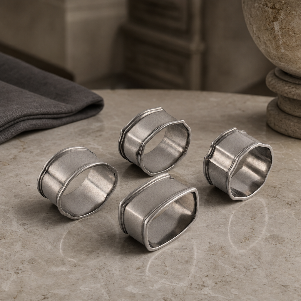 Pewter Classic Napkin Ring Set (4) 4