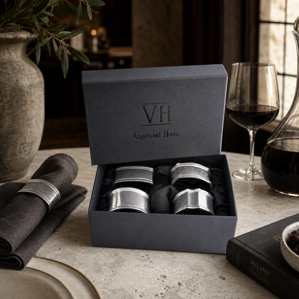 Pewter Classic Napkin Ring Set (4) 7