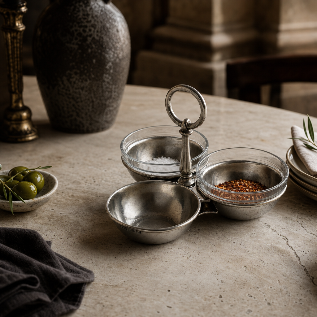 Pewter Condiment Trio 8