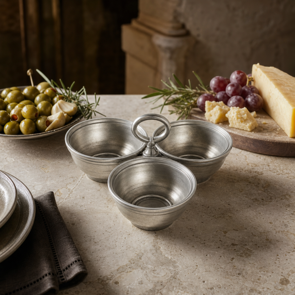 Pewter Condiment Trio 9