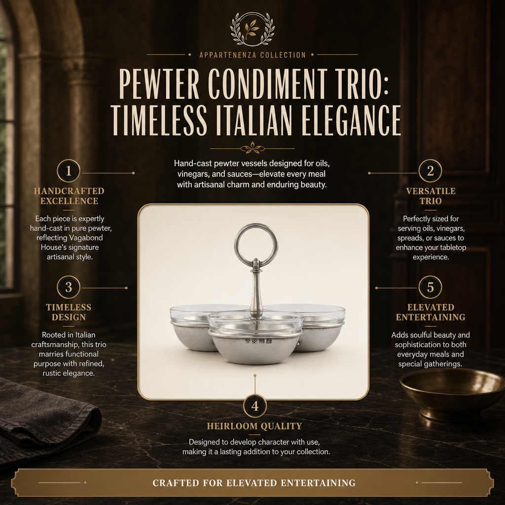 Pewter Condiment Trio: Timeless Italian Elegance