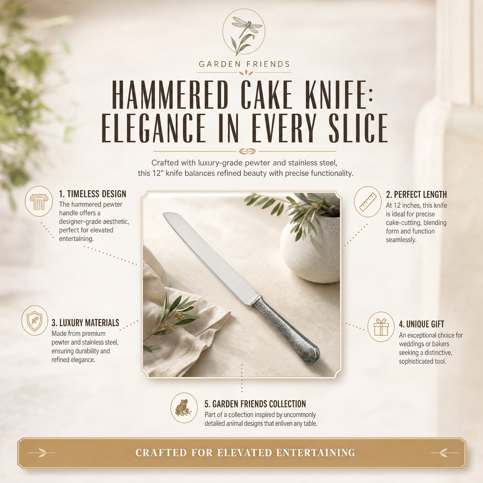 Hammered Cake Knife: Elegance in Every Slice